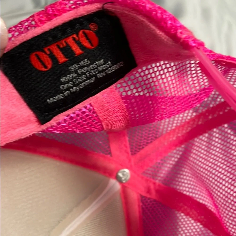 OTTO Neon Pink Trucker Hat with Blue Detail - Picture 3 of 4